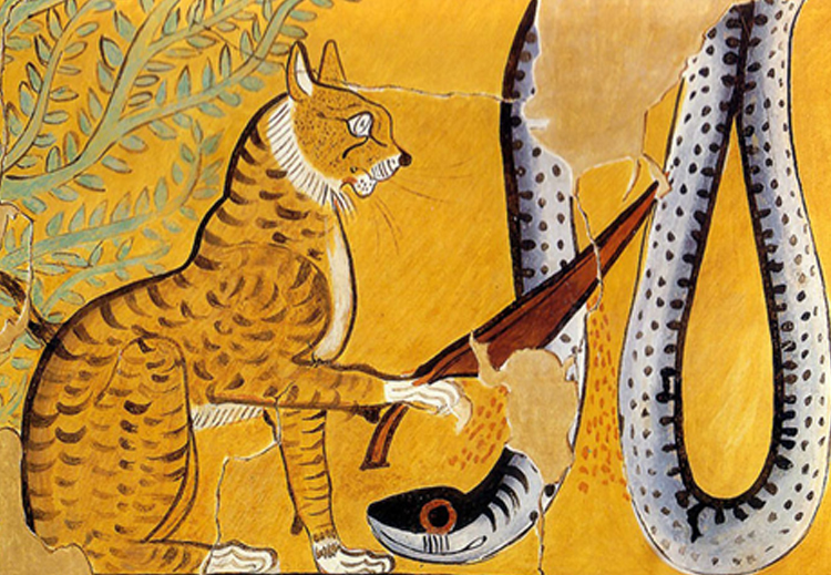 من الميثولوجيا الفرعونية: الإله &quot;رع&quot; يتخذ صورة القط ويتمكن من ذبح &quot;أبوفيس&quot; الإله الأفعى
