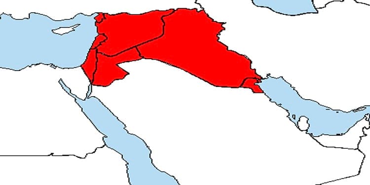 خريطة تبين مساحة &quot;سوريا الكبرى&quot;