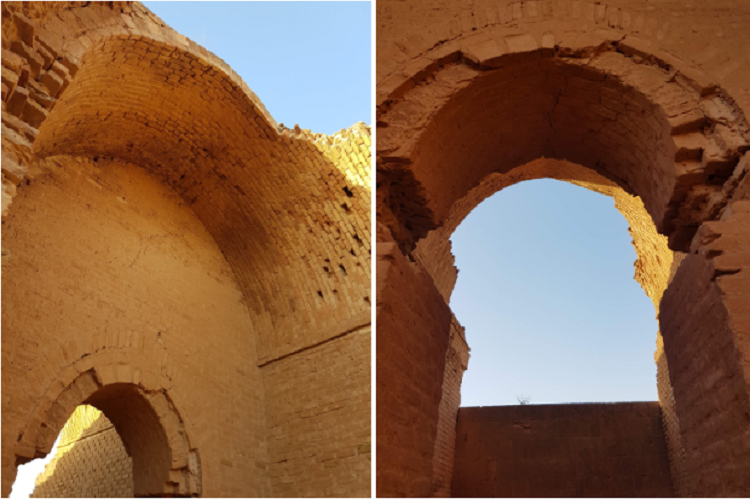 قصر المشتّى في الأردن وفيه تظهر تأثيرات فارسية من الأقواس الضخمة والبناء بالطوب الأحمر