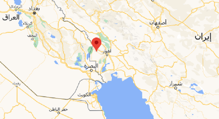 موقع مدينة الحويزة اليوم في إيران... بالقرب من الحدود العراقية