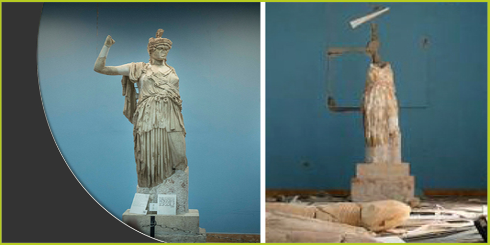 تم تحطيم رأس تمثال أثينا من قبل &quot;داعش&quot; فهم يعتبرون هذه التماثيل أصناماً