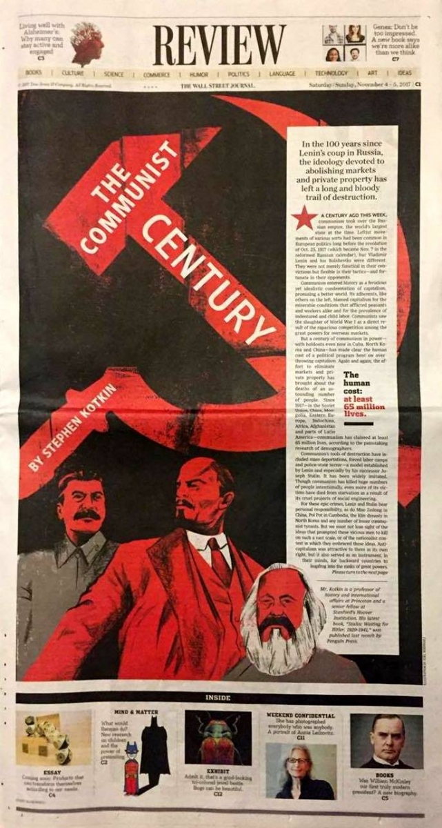  الصفحة الأولى من ملحق &quot;وول ستريت جورنال&quot;: القرن الشيوعي
